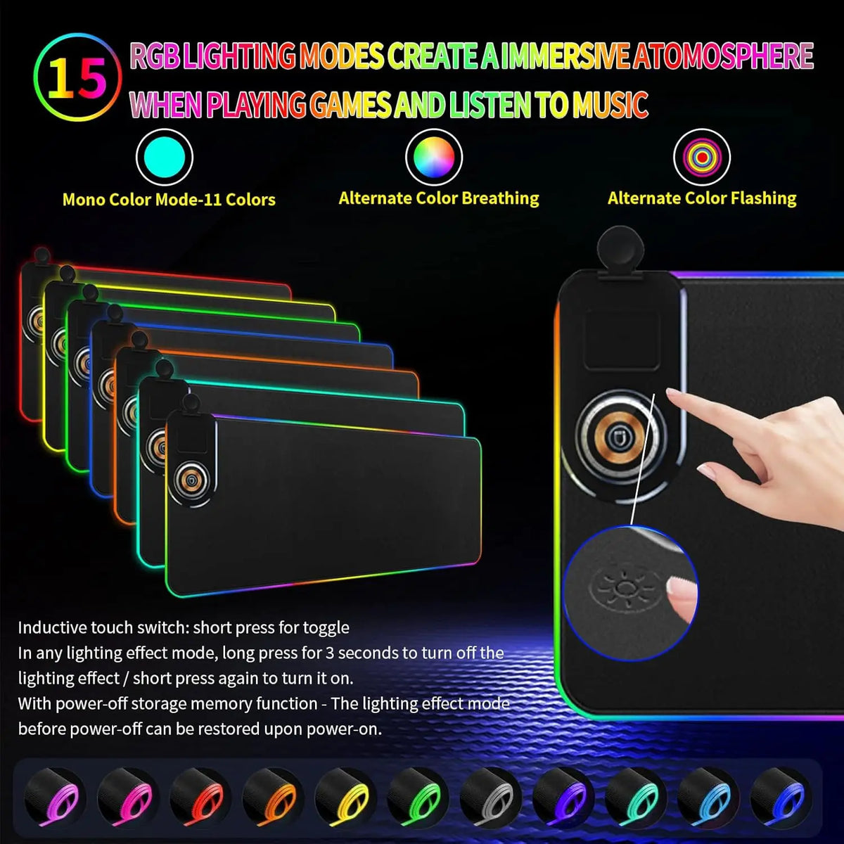 XXL 4 in 1 Wireless Charging Mouse Pad 15W RGB Gaming Mousepad with Phone Holder Waterproof Non-Slip Mouse Pad